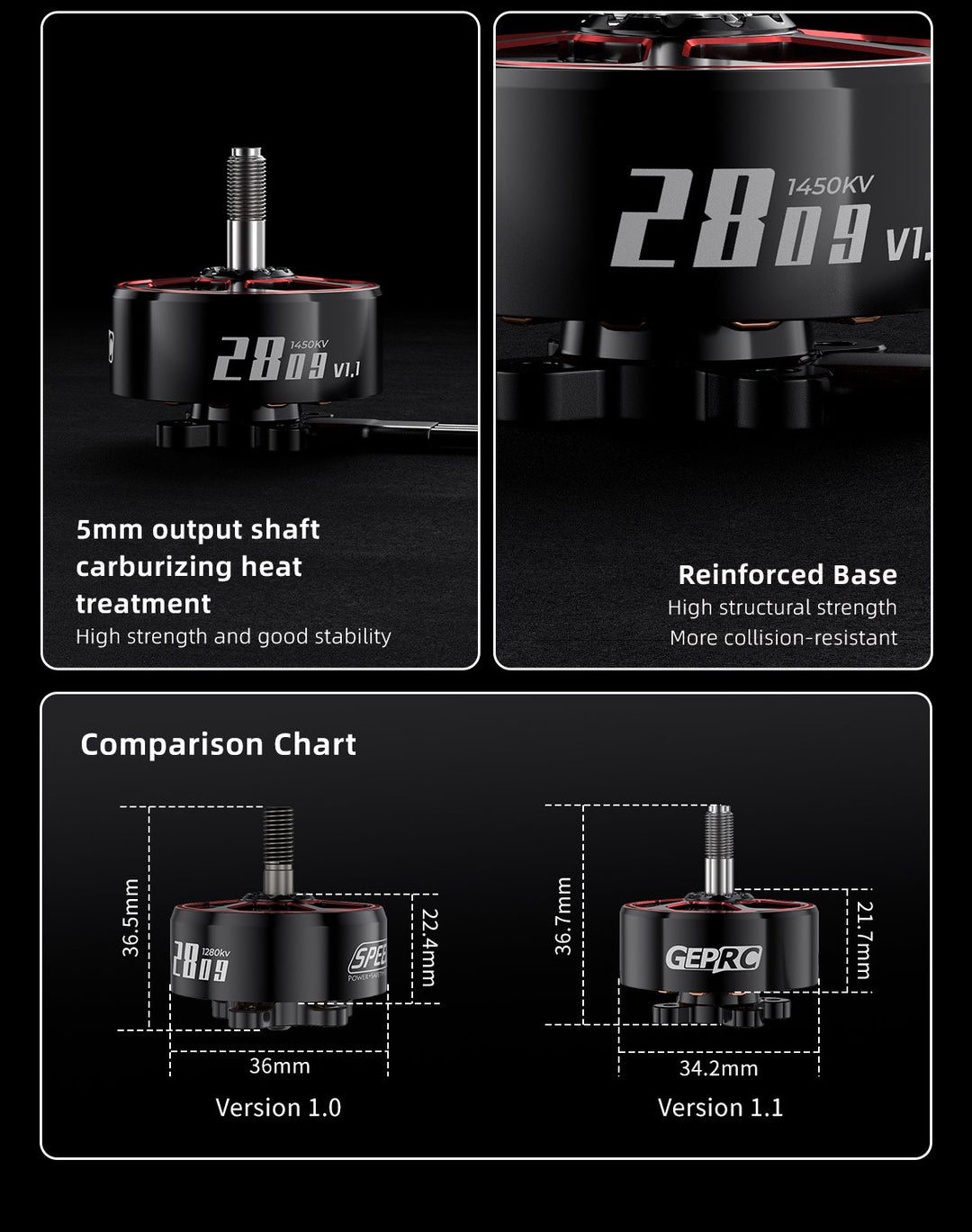 GEPRC SPEEDX2 2809 V1.1 Motor - 1280KV/1450KV