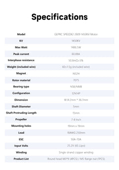 GEPRC SPEEDX2 2809 V1.1 Motor - 1280KV/1450KV