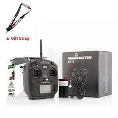 RadioMaster TX12 MKII package with neck strap, retail box and USB cable