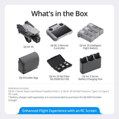 DJI Air 3S Fly More Combo with RC 2 — Dual Camera, 4K/60fps HDR, 3 Batteries, 45-Minute Flight Time