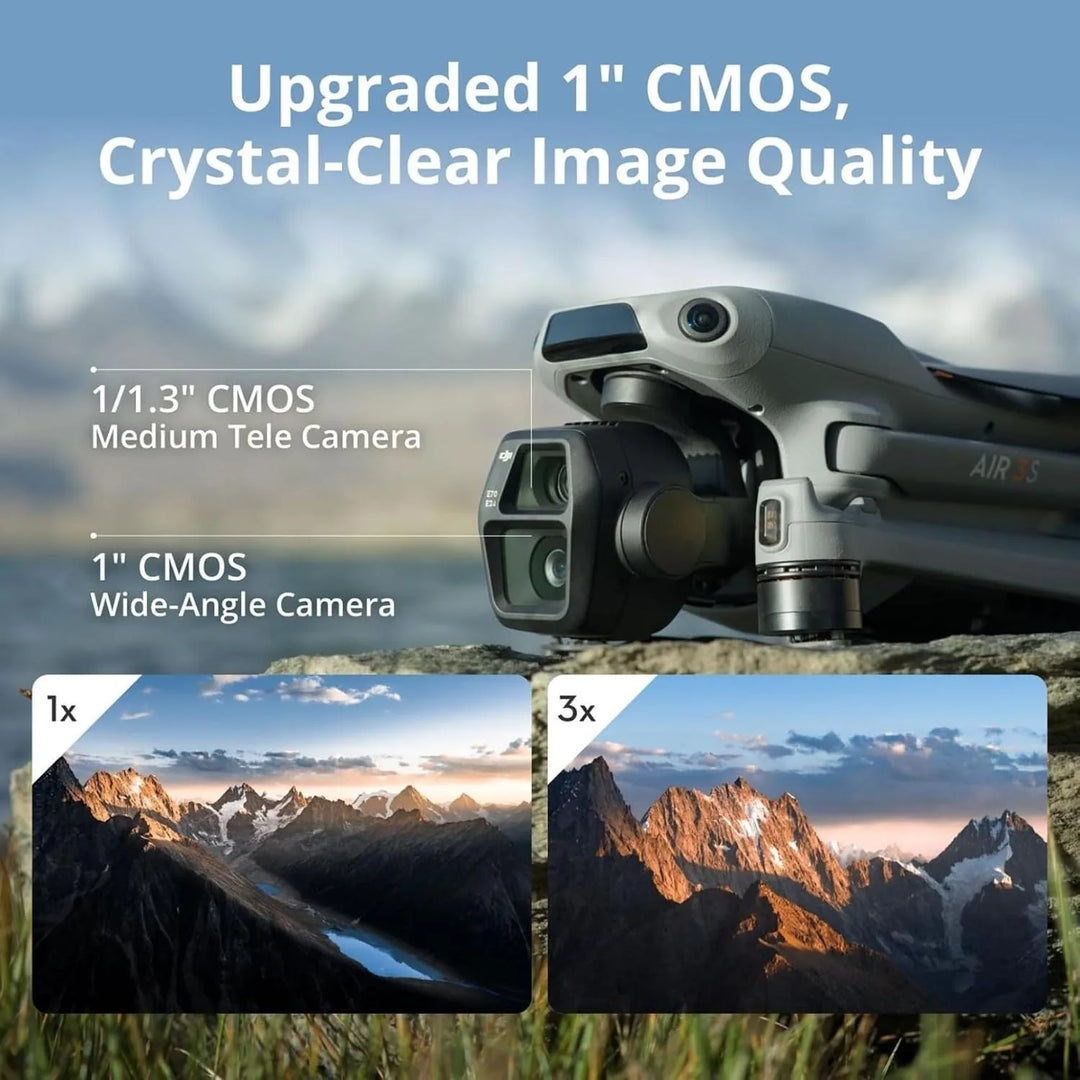 DJI Air 3S Fly More Combo with RC 2 — Dual Camera, 4K/60fps HDR, 3 Batteries, 45-Minute Flight Time