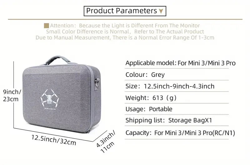 For DJI Mini 3/3 Pro Carrying Case Travel Shoulder Bag Scratch-Resistant Mini 3/3 Pro Handbag Drone Accessories Bag