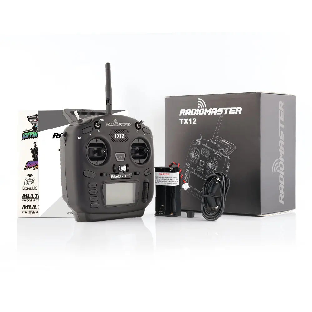 RadioMaster TX12 MKII with retail box, USB cable and printed materials