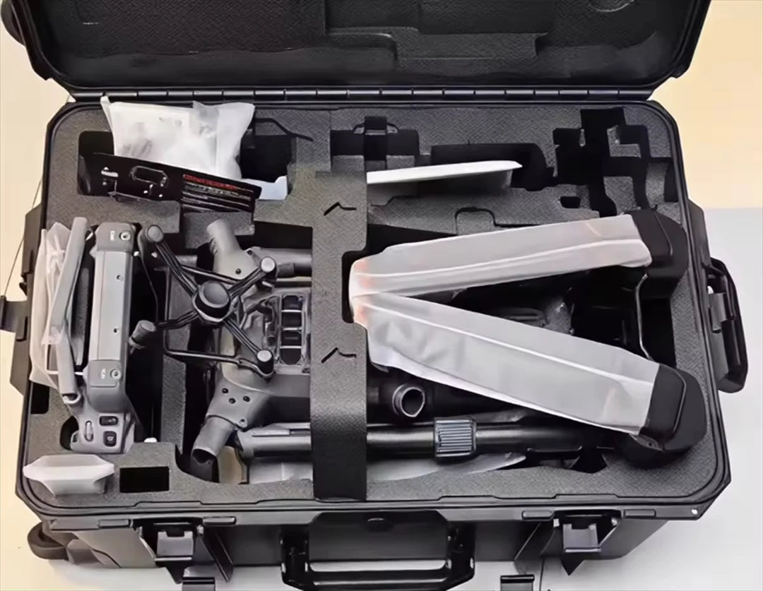 DJI Matrice 400 folded inside an open foam-lined carrying case