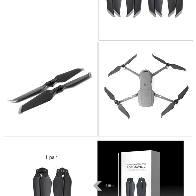 DJI Mavic 2 Pro/Zoom Low-Noise Propellers - 8743 Quick-Release Folding Blades (4 Pairs)