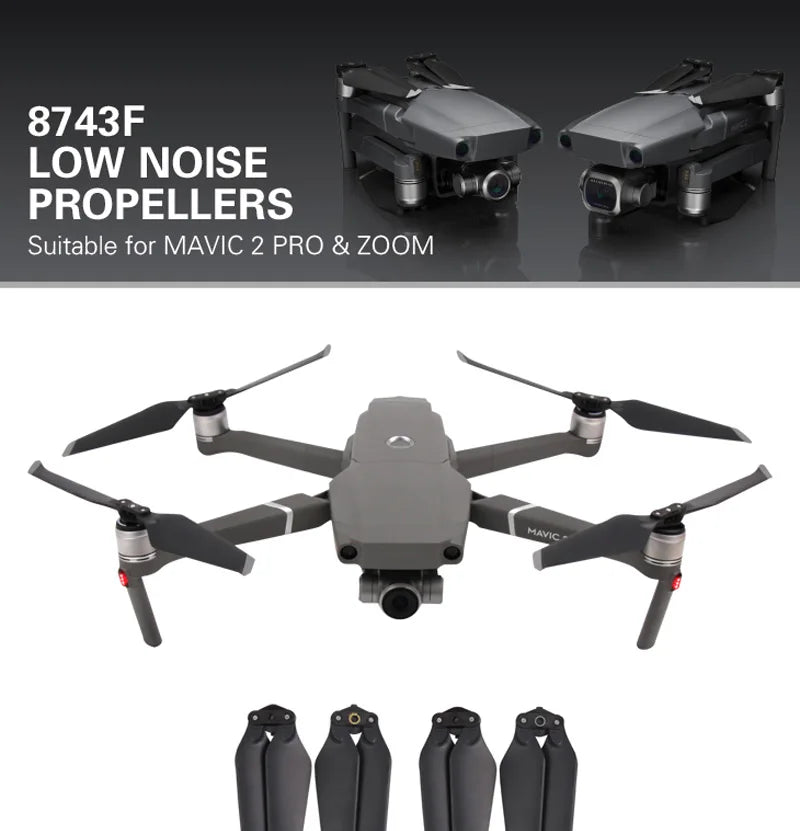 DJI Mavic 2 Pro/Zoom Low-Noise Propellers - 8743 Quick-Release Folding Blades (4 Pairs)