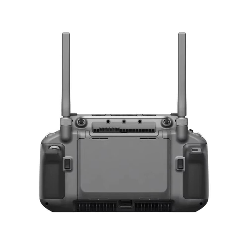 DJI RC Plus controller, rear view showing grips, mounting points and raised antennas