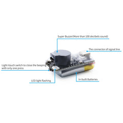 GEPRC Super Buzzer 100dB Lost-Model Alarm — Backup Battery, LED, Betaflight Compatible