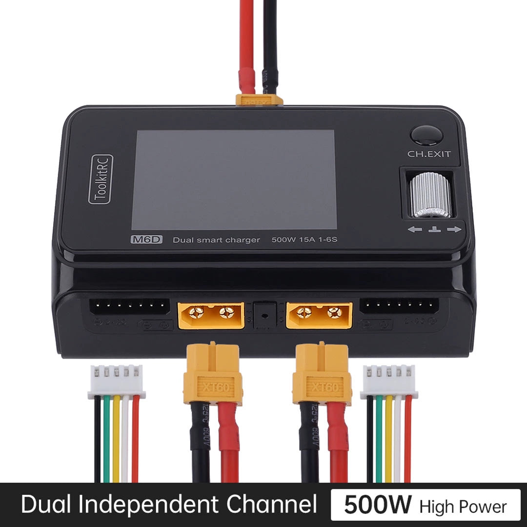 Toolkitrc M6d Summer Special Edition Balance Charger 6S Lithium Battery Dual-Channel 500W Model Aircraft UAV FPV