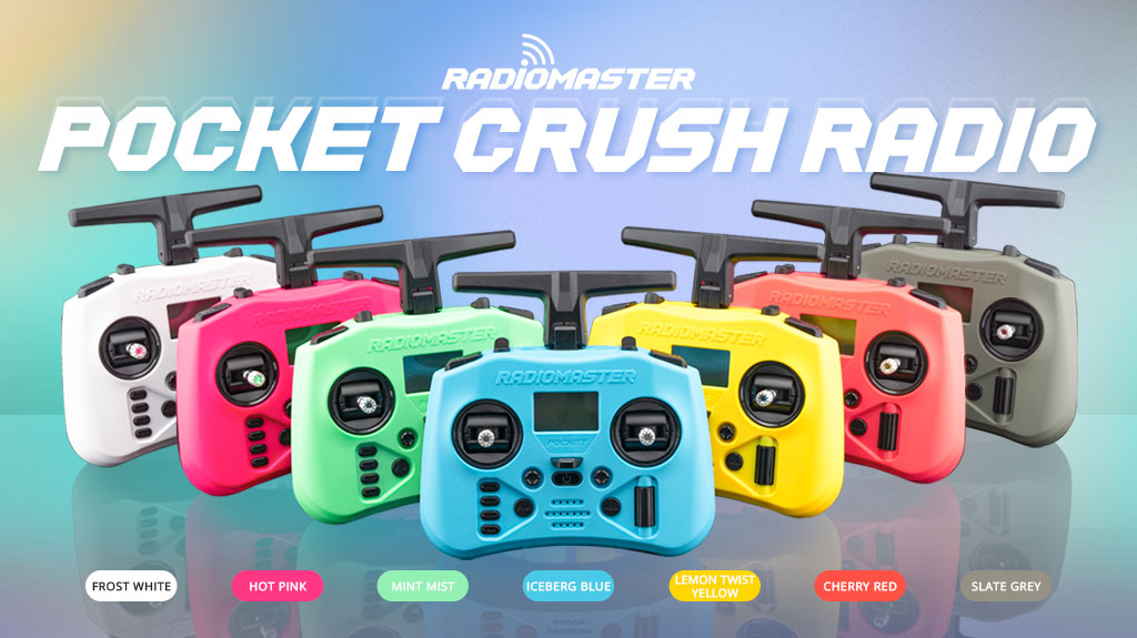 RadioMaster Pocket Crush — ELRS 2.4GHz, Hall Gimbal, EdgeTX, 7 Colors