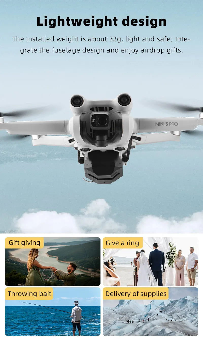 Airdrop System for DJI Mavic 3/2 Zoom AIR 2 Mini 3/Mini 4 Pro Drone Fishing Bait Wedding Ring Gift Deliver Life Rescue Thrower - Thedroneflight