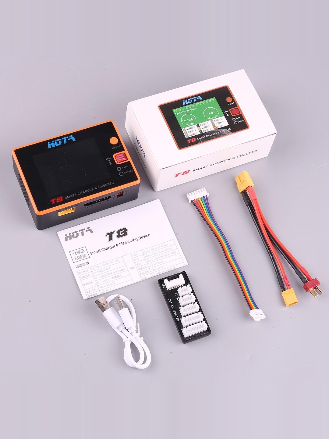 HOTA T8 Smart Balance Charger — 8S LiPo/LiHV/LiFe, 650W, 22A, Magnetic Port, Bilingual Display