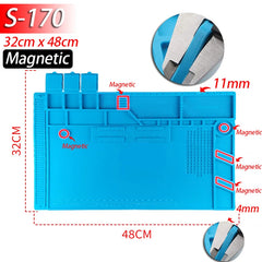 Heat Resistant Soldering Mat - 932°F Silicone Work Mat with Anti-Static & Magnetic Features