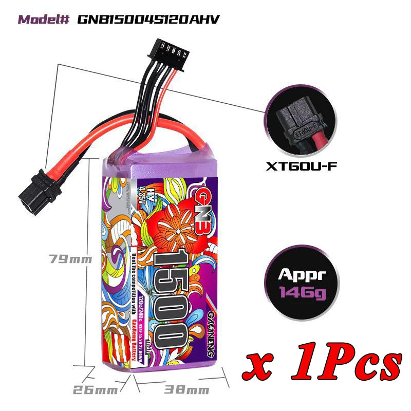 GNB 4S/6S LiPo Battery 120C - 1100/1300/1500/1850mAh XT60 FPV Racing Drone Helicopter