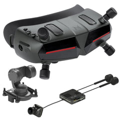 Walksnail Avatar Goggles X with gimbal-mounted camera and exposed-board video transmitter kit