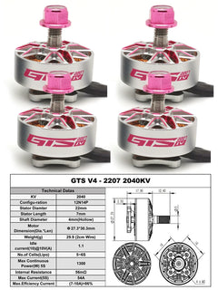 4PCS RCINPOWER GTS V4 2207 FPV Brushless Motor 5-6S 1960KV 2040KV For RC FPV 5inch Freestyle Racing Drone Quadcopter Motor - Thedroneflight