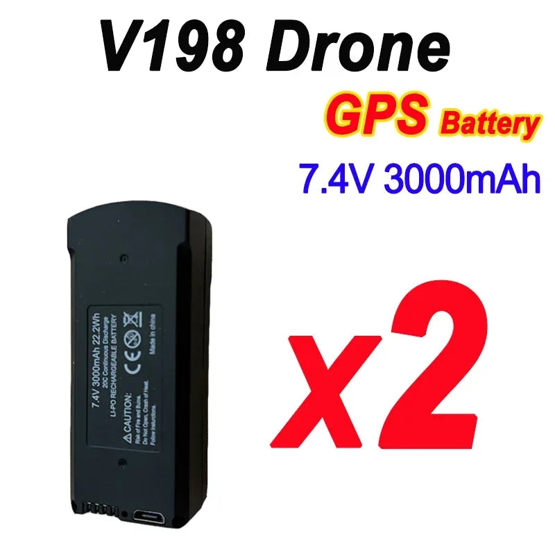Original 7.4V 3000mAh V198 MAX PRO 8K Drone Battery For V198 GPS RC Quadcopter Spare Battery Accessories Parts - Thedroneflight