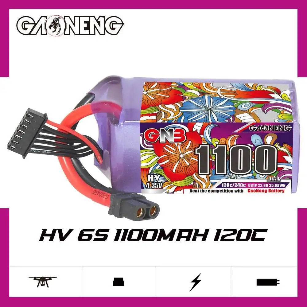 GNB 4S/6S LiPo Battery 120C - 1100/1300/1500/1850mAh XT60 FPV Racing Drone Helicopter