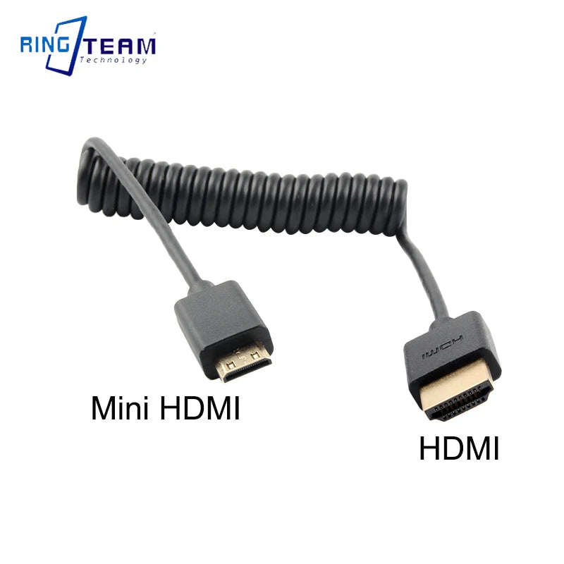 4K HDMI 2.0 Coiled Extension Cable — Male-to-Male, 60Hz, HDR, ARC | HDMI / Mini / Micro - TheDroneFlight