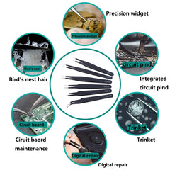 6Pcs Anti-Static ESD Tweezers Set Precision Curved Straight Repair Tools