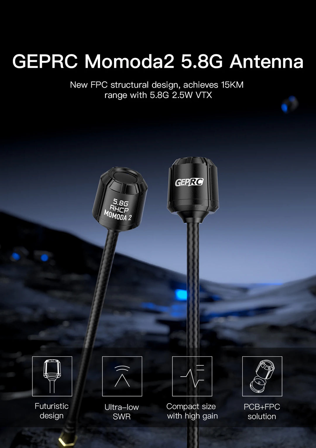 GEPRC Momoda2 5.8G Antenna Long Version Suitable for RHCP LHCP DIY RC FPV Four Helicopter Drone Freestyle 5.3GHz 6GHz - Thedroneflight
