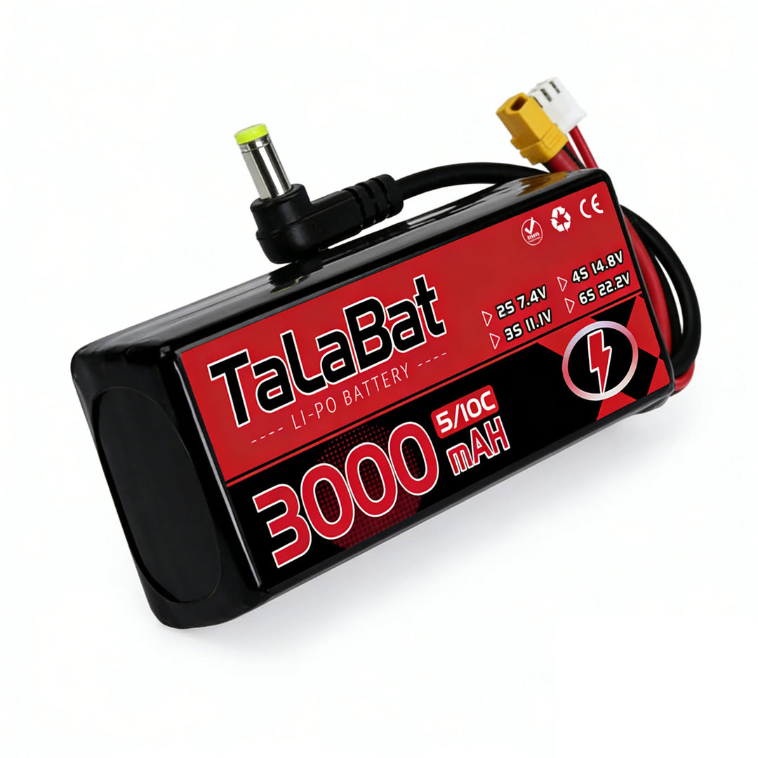 3000mAh 2S 7.4V 5C LiPo Battery with Power Indicator — Fatshark, Skyzone, Aomway FPV Goggles - TheDroneFlight
