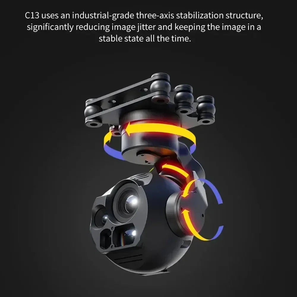 Skydroid C13 3-Light Gimbal — 30X Zoom, 640px Thermal, 2K EO, 1km Laser Rangefinder, AI Lock - TheDroneFlight