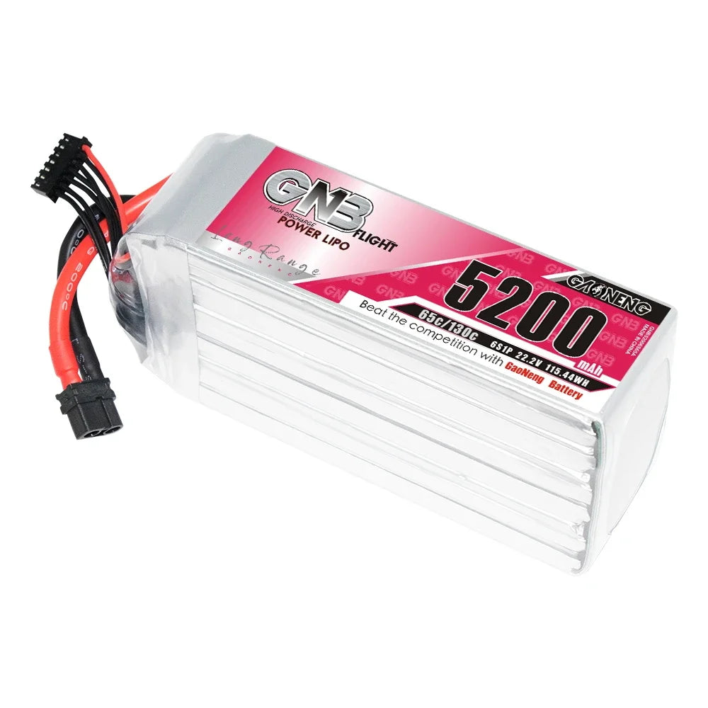 GAONENG GNB 5200mAh 6S1P 22.8V 65C Lipo Battery For X8 FPV 10inch Xclass FPV Drone 1/7 1/8 Scale Vehicles RC Car Boat UAV - Thedroneflight