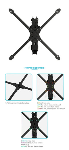 Axisflying MANTA10" Lite 10inch FPV Freestyle Drone Ture X Frame Kit 402mm Wheelbase T700 Carbon Compatible 10inch Propeller