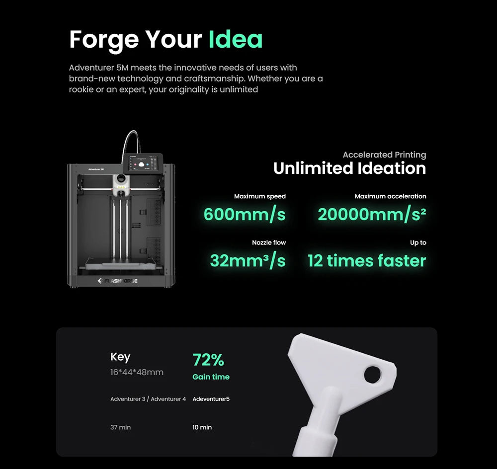 Flashforge Adventurer 5M 3D Printer | High Speed Auto-Leveling Direct Extruder