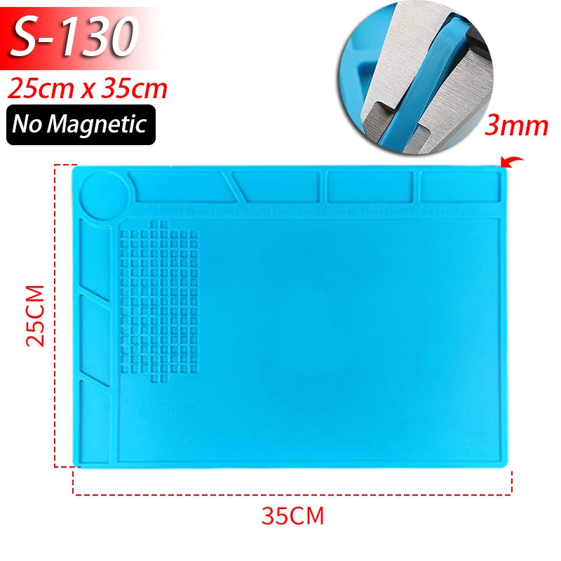 Heat Resistant Soldering Mat - 932°F Silicone Work Mat with Anti-Static & Magnetic Features