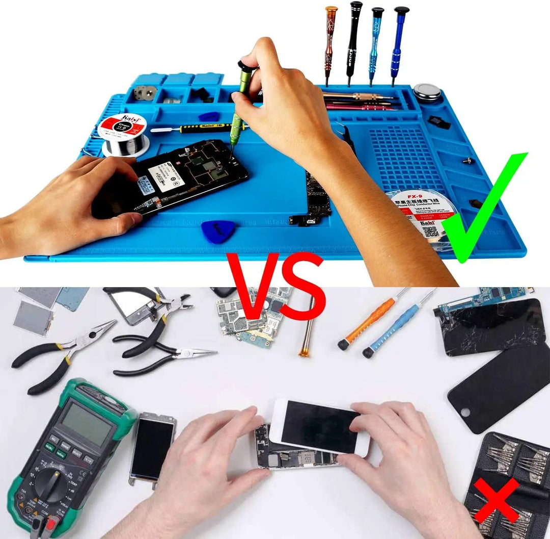 Heat Resistant Soldering Mat - 932°F Silicone Work Mat with Anti-Static & Magnetic Features