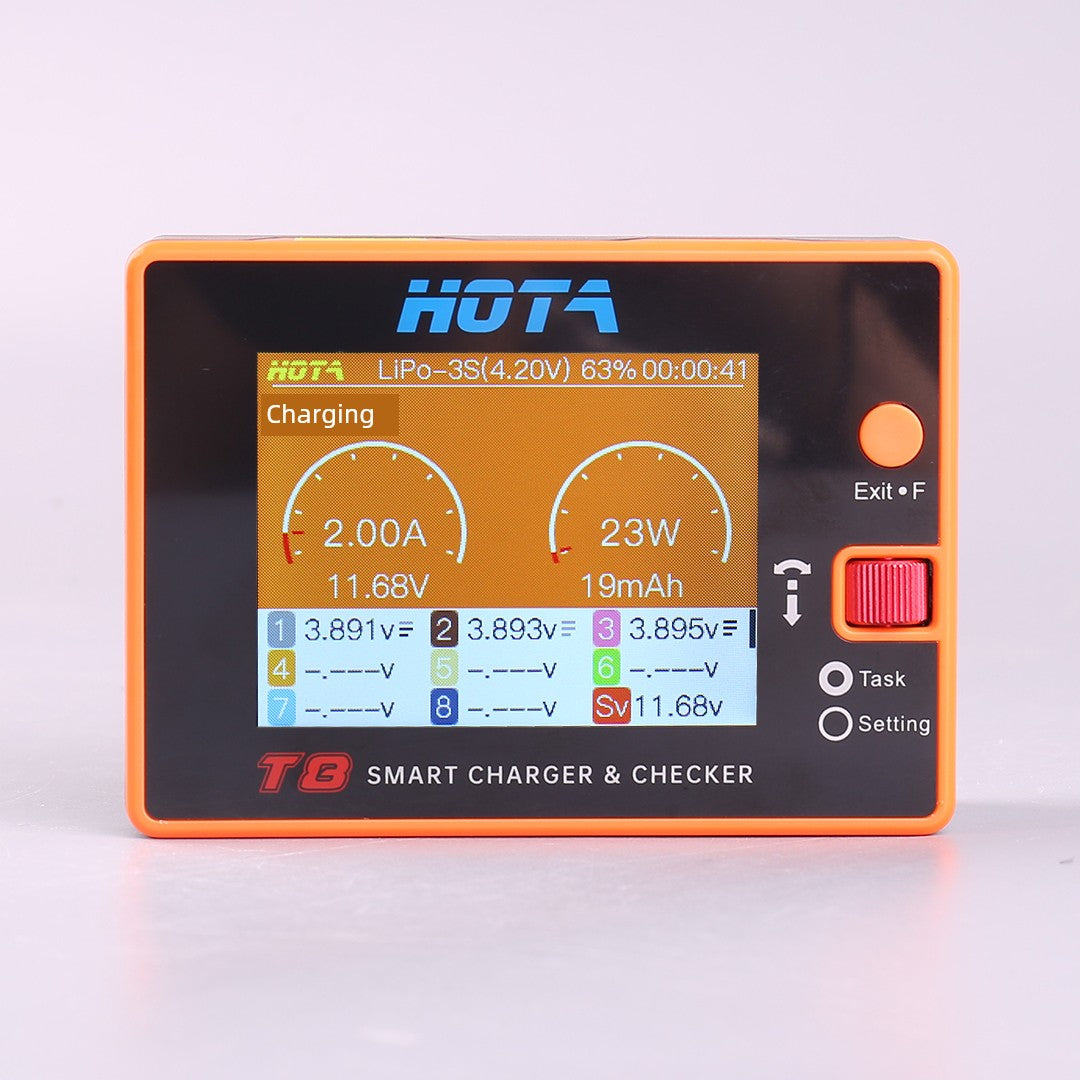 HOTA T8 Smart Balance Charger — 8S LiPo/LiHV/LiFe, 650W, 22A, Magnetic Port, Bilingual Display
