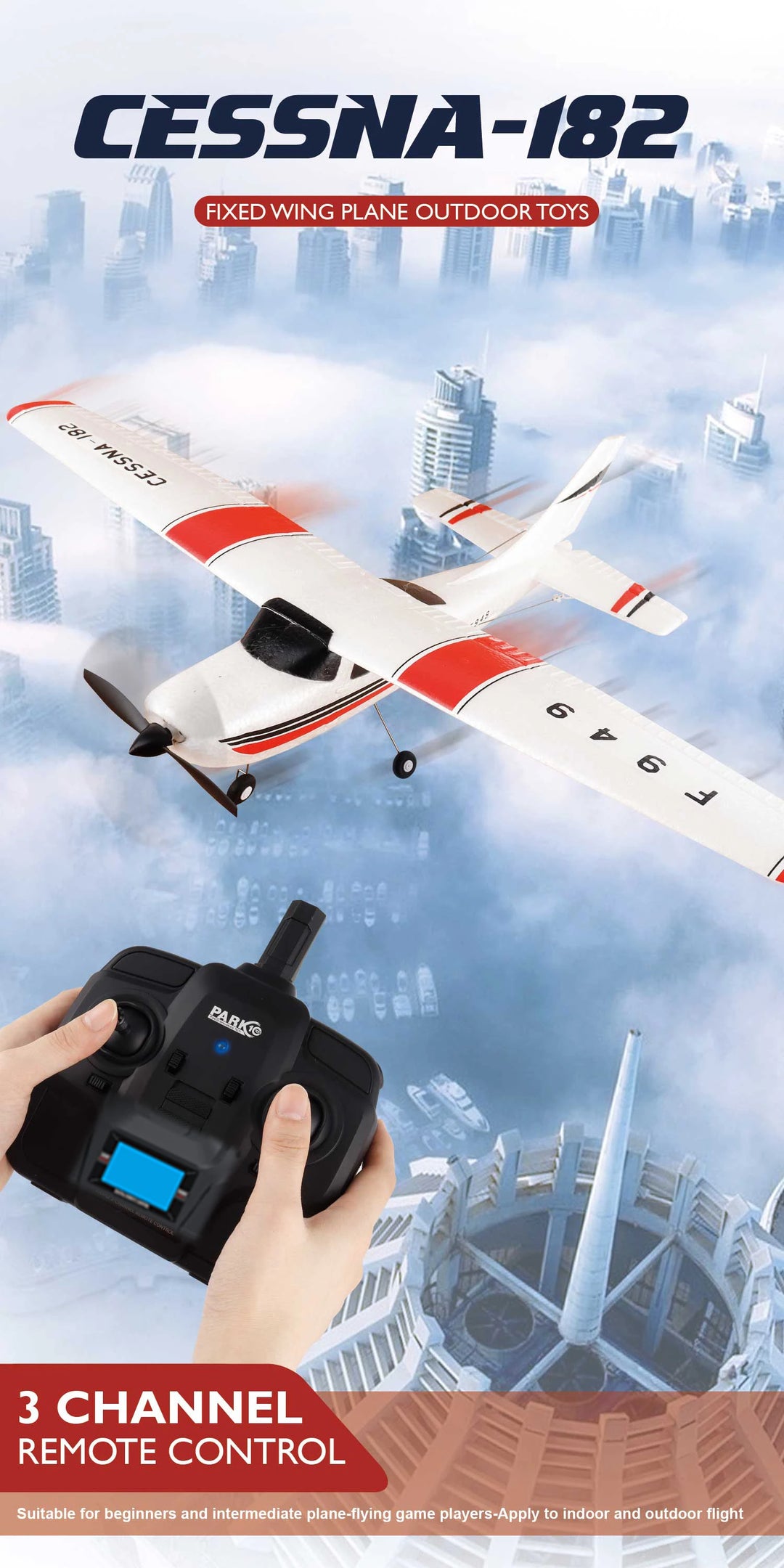 【C0】WLtoys 2.4G F949 LCD Version RC Airplane Cessna 182 3D6G 3Ch Fixed Wing Plane Outdoor Drone RTF With Gyroscope And Night - Thedroneflight