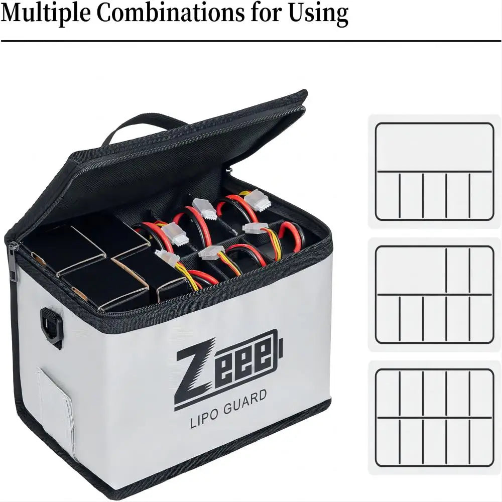Zeee LiPo Safety Bag 10 Cells - Fireproof Battery Storage Charging Pouch Large Capacity