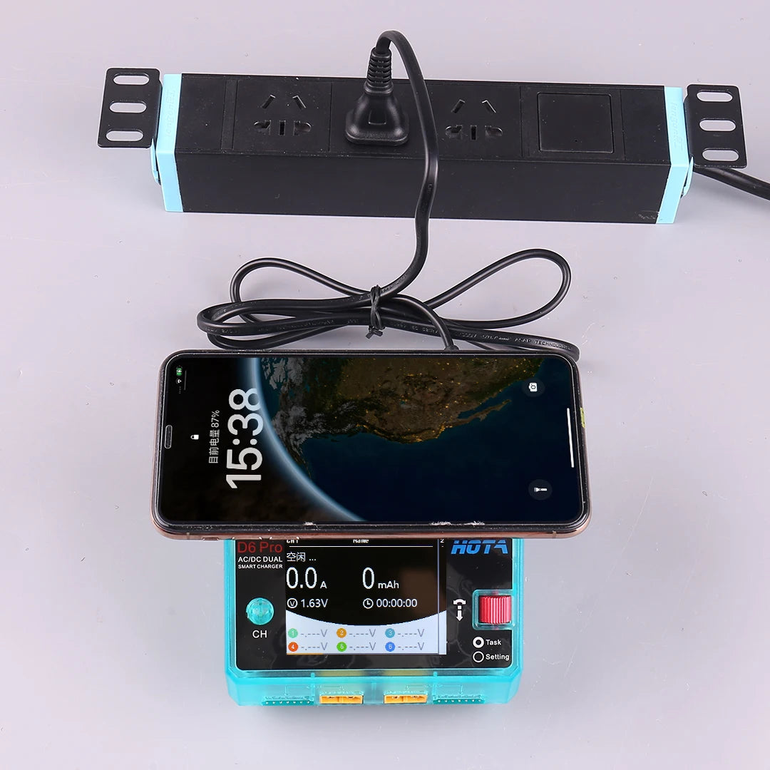 HOTA D6 Pro Dual-Channel Smart Charger — AC 200W / DC 650W, 15A×2, 1–6S LiPo/LiHV/LiFe, App Control, Wireless Charging