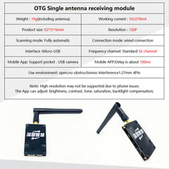 mini 5.8G FPV 48CH 25mW transmitter VTX-CAM with 600TVL camera and Skydroid OTG UVC Receiver for Android Mobile Phone Tablet
