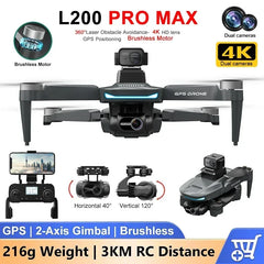 L200 PRO MAX Drone: 4K HD Camera, 2-Axis Gimbal, 360° Obstacle Avoidance, GPS, 5G Wi-Fi, Brushless Motor, 25-Min Flight Time, FPV Quadcopter - Thedroneflight