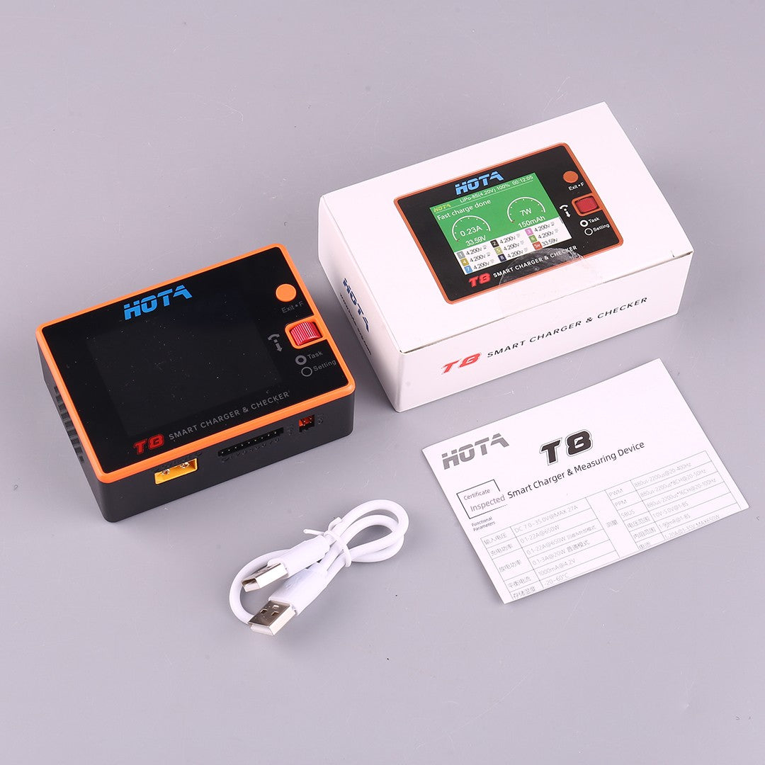 HOTA T8 Smart Balance Charger — 8S LiPo/LiHV/LiFe, 650W, 22A, Magnetic Port, Bilingual Display