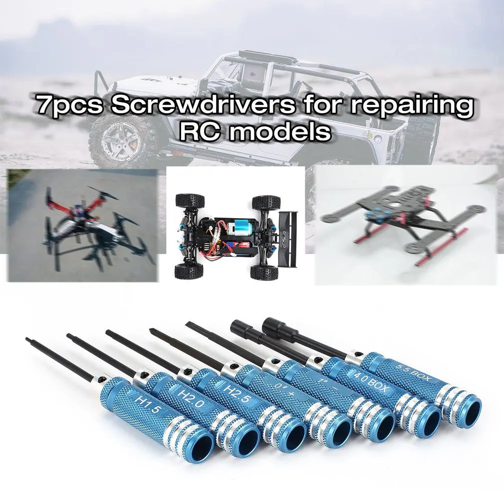 YSIDO 7Pcs 1.5 2.0 2.5mm Hex Screwdriver Tools Nut Wrench Kit for Wltoys Traxxas Axial RC Helicopter Car Aircraft FPV Drone