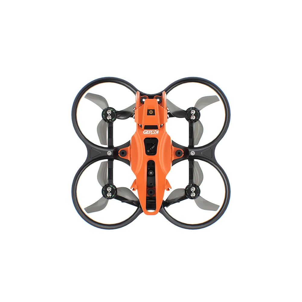 GEPRC DarkStar22, top view showing orange canopy and four guarded propellers