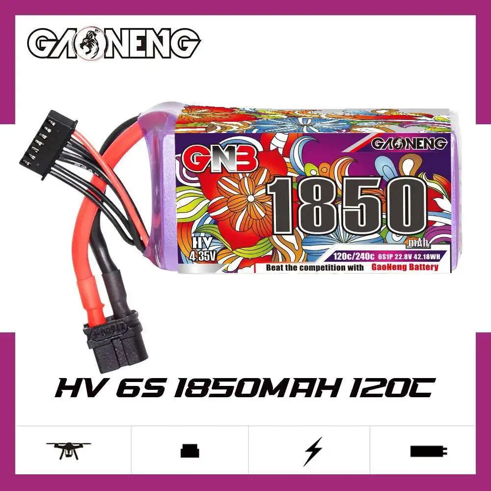GNB 4S/6S LiPo Battery 120C - 1100/1300/1500/1850mAh XT60 FPV Racing Drone Helicopter