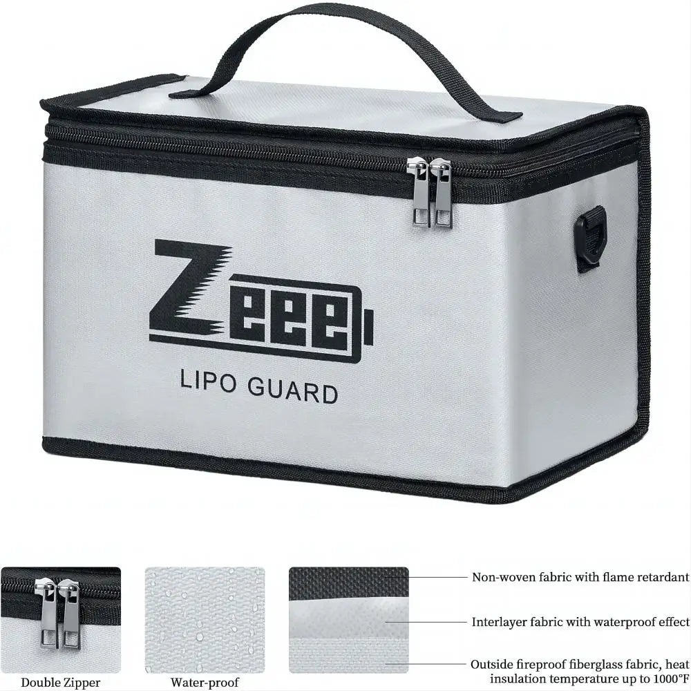 Zeee LiPo Safety Bag 10 Cells - Fireproof Battery Storage Charging Pouch Large Capacity