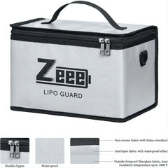 Zeee LiPo Safety Bag 10 Cells - Fireproof Battery Storage Charging Pouch Large Capacity
