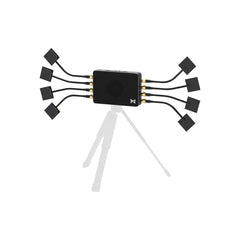 Walksnail Avatar Repeater mounted on tripod with eight flat antennas spread outward