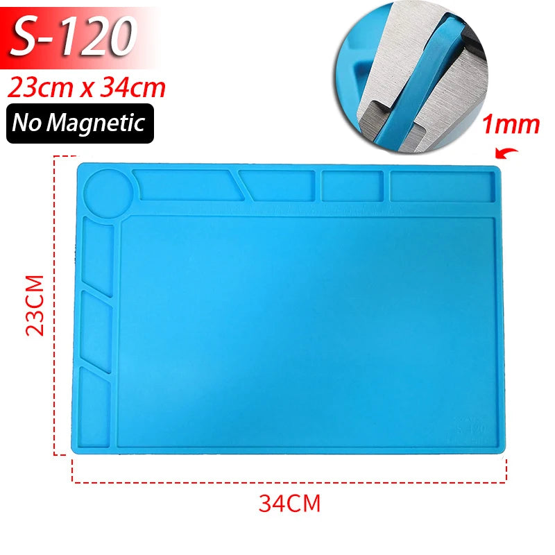Heat Resistant Soldering Mat - 932°F Silicone Work Mat with Anti-Static & Magnetic Features