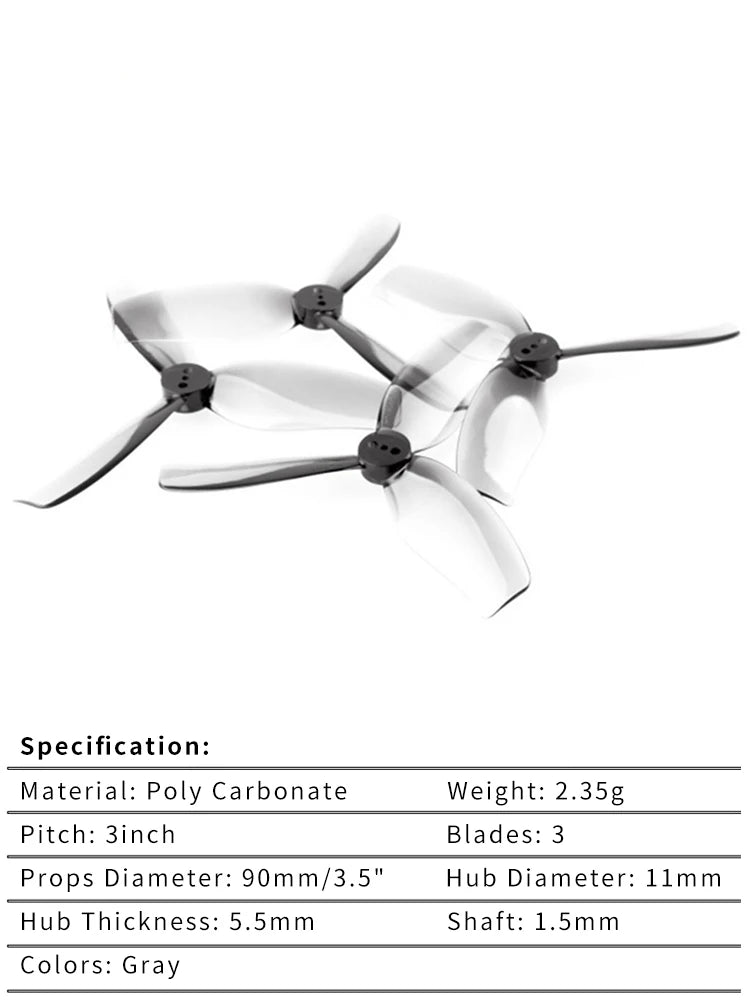 2/4/8/16 Pairs HQ HQProp DT90 Duct-T90MMX3 Propeller 90mm 3-Blade 1.5mm PC Prop For RC FPV Drone Cinelog35 CL35 ProTek35 3.5inch
