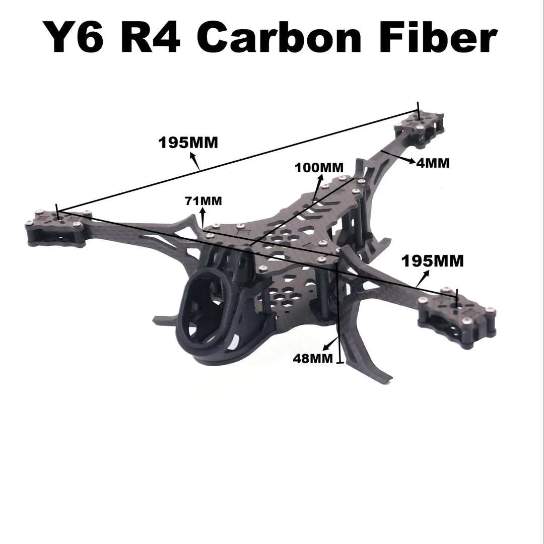 Y6R4 4" Carbon Fiber FPV Drone Frame Kit - 195mm Racing Freestyle