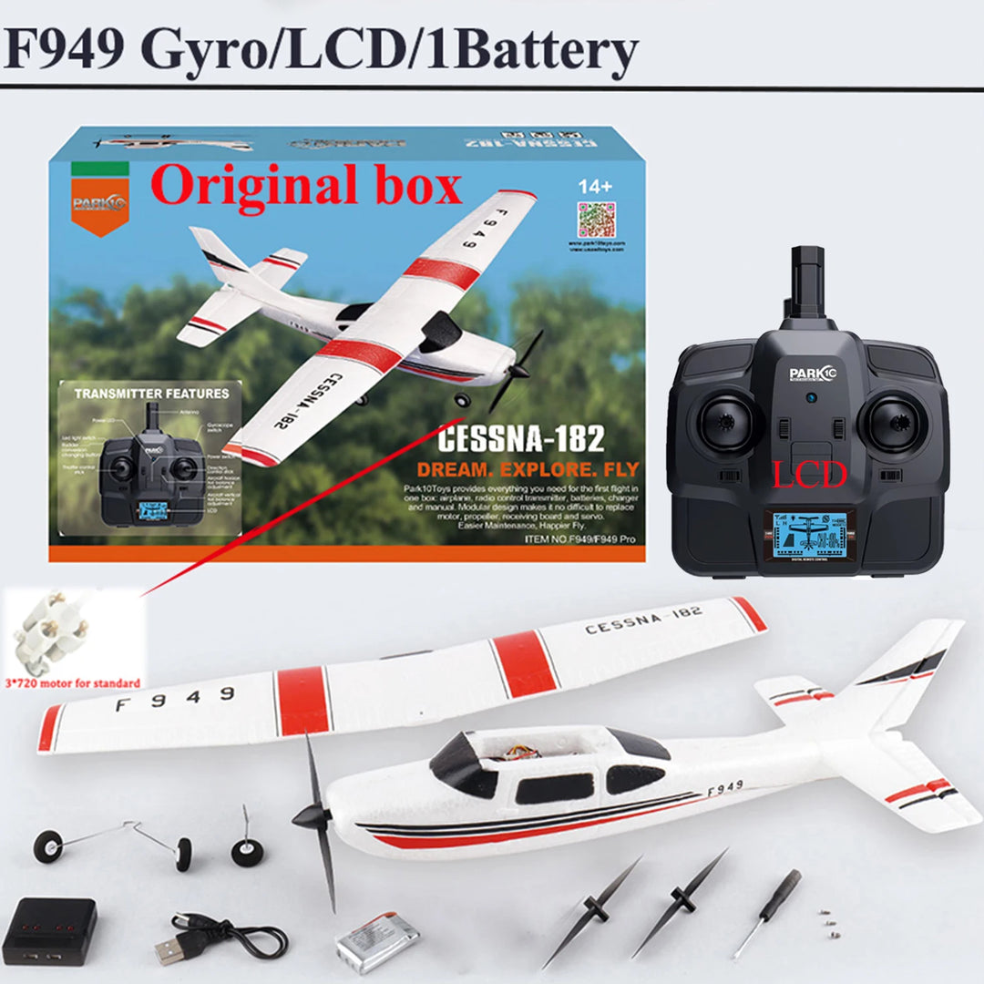 【C0】WLtoys 2.4G F949 LCD Version RC Airplane Cessna 182 3D6G 3Ch Fixed Wing Plane Outdoor Drone RTF With Gyroscope And Night - Thedroneflight