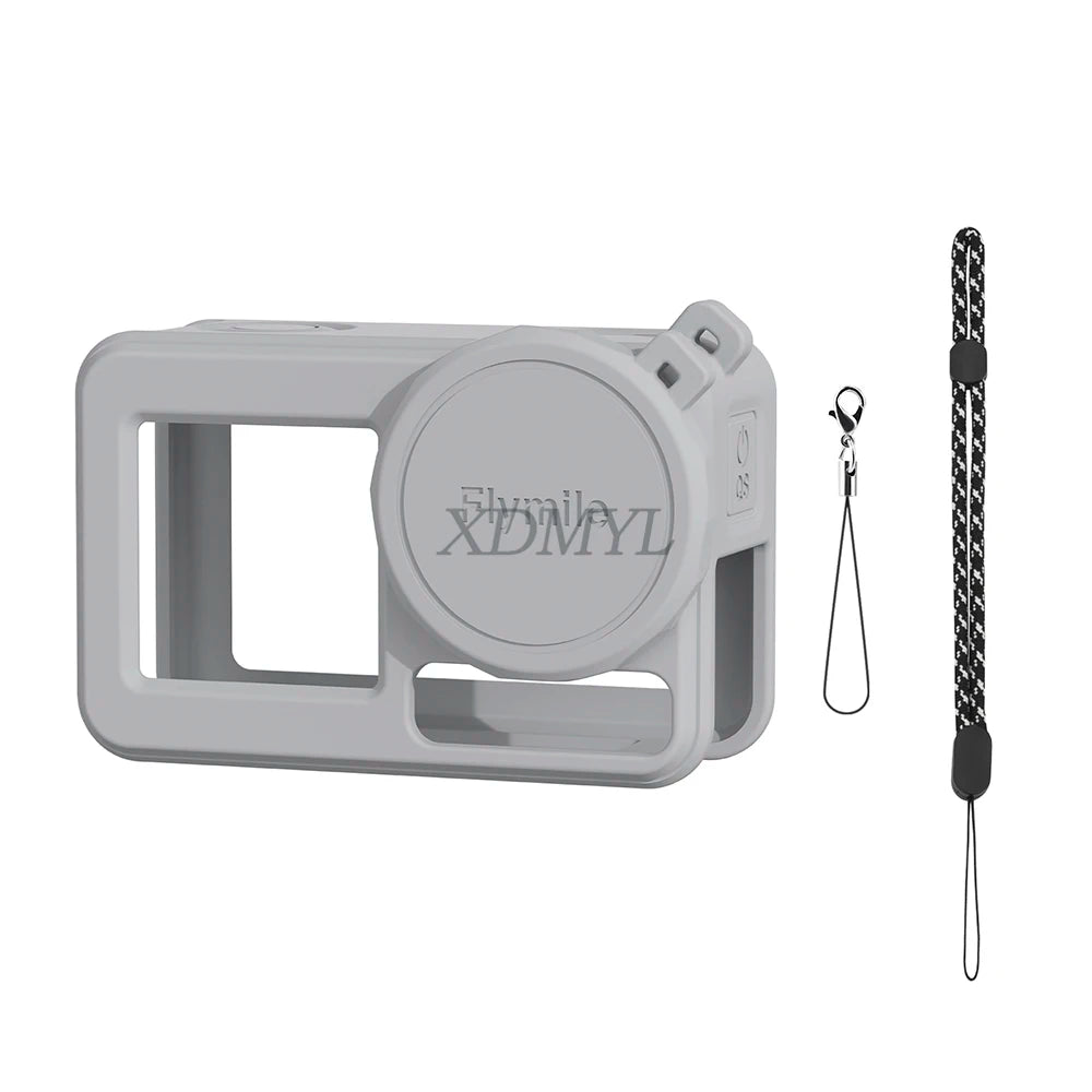 DJI Action 5 Pro/4/3 Silicone Case - Lens Cap Lanyard Protector